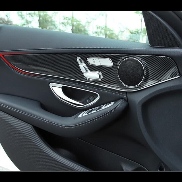 carbon fiber style car door panel cover trim 4pcs for mercedes benz