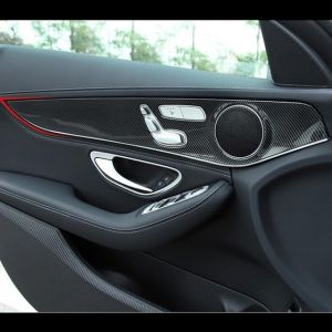W205 Modified Elegant Carbon Fiber Style Car Door Panel Cover Trim 4pcs for Mercedes Benz-1723-1723